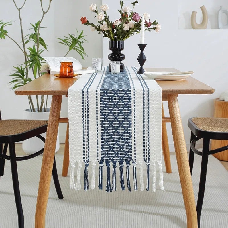 Bluejw New Chinese Design Luxury Washable Jacquard Cotton Woven Dinning Table Decor Bed Runner Dining Table Runners and Mats Set - Image 1